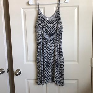 Patterned Black Mini Dress WITH POCKETS